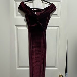 Velvet Off-The-Shoulder Midi Dress